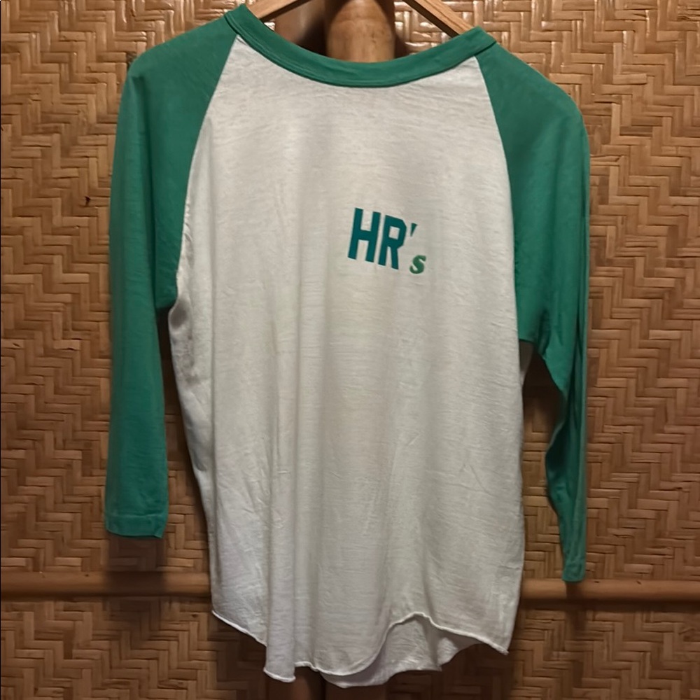 Vintage 70s green white baseball tee HR’s medium